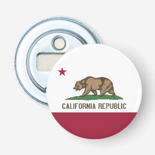 Patriottische flesopener met vlag van Californië Button Flesopener