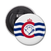 Patriottische flesopener met vlag van Cincinnati Button Flesopener (Voorkant)