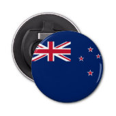 Patriottische flesopener met vlag van Nieuw-Zeelan Button Flesopener (Voorkant)