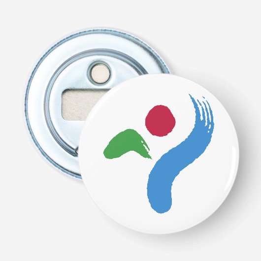 Patriottische flesopener met vlag van Seoul Button Flesopener (Voorkant)