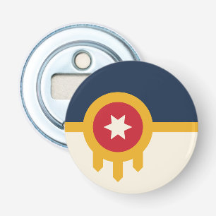 Patriottische flesopener met Vlag van Tulsa City Button Flesopener