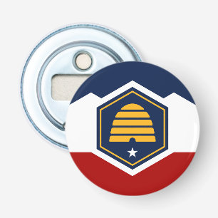 Patriottische flesopener met vlag van Utah, VS Button Flesopener