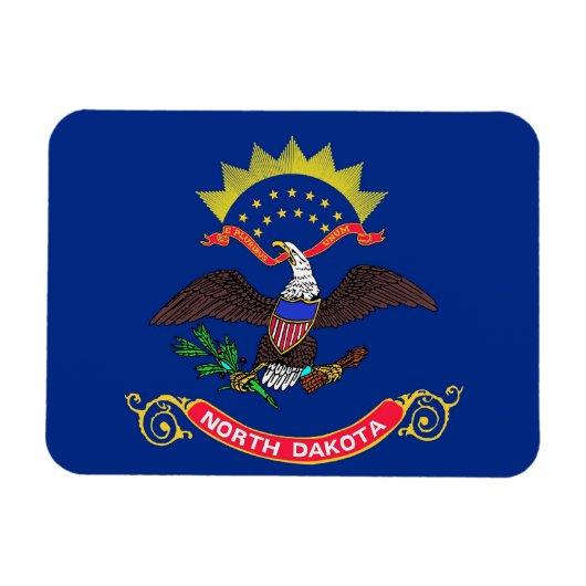 Patriottische flexibele magneet met North Dakota v (Horizontaal)