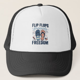 Patriottische Flip Flops Vuurwerk Vrijheid Shirt O Trucker Pet