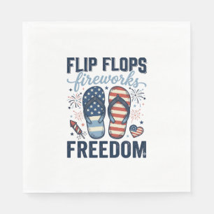 Patriottische Flip Flops Vuurwerk Vrijheid T-shirt Servet