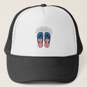 Patriottische Flip Flops Vuurwerk Zomer Shirt Ontw Trucker Pet