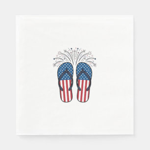 Patriottische Flip Flops Vuurwerk Zomer T-shirt On Servet