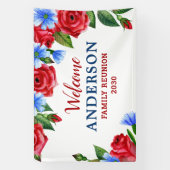 Patriottische Floral Persoonlijke Rode Blauwe Part Spandoek (Verticaal)