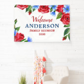 Patriottische Floral Persoonlijke Rode Blauwe Part Spandoek (Insitu)