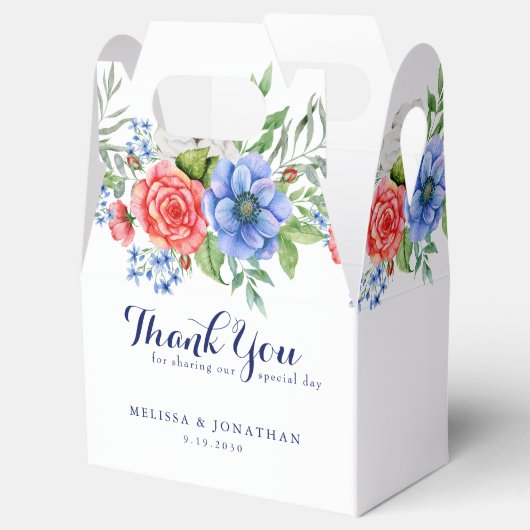 Patriottische Floral Red White Blue 4 juli bruilof Bedankdoosjes (Geopend)