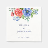 Patriottische Floral Red White Blue 4 juli bruilof Servet (Voorkant)