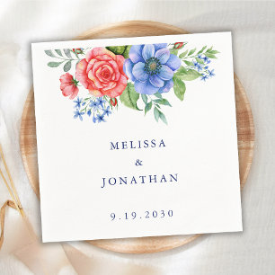 Patriottische Floral Red White Blue 4 juli bruilof Servet