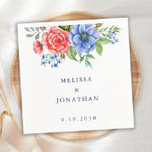 Patriottische Floral Red White Blue 4 juli bruilof Servet