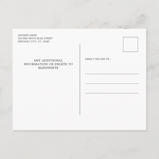 Patriottische Floral Red White Blue Birthday Party Uitnodiging Briefkaart (Achterkant)