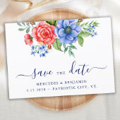 Patriottische Floral Red White Blue Juli 4de bruil Save The Date