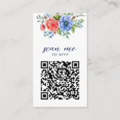 Patriottische Floral Red White Blue Weddenschap QR Informatiekaartje (Achterkant)