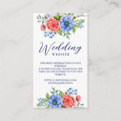 Patriottische Floral Red White Blue Weddenschap QR Informatiekaartje (Voorkant)