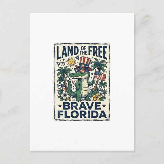 Patriottische Florida-alligator 4 juli Briefkaart (Voorkant)