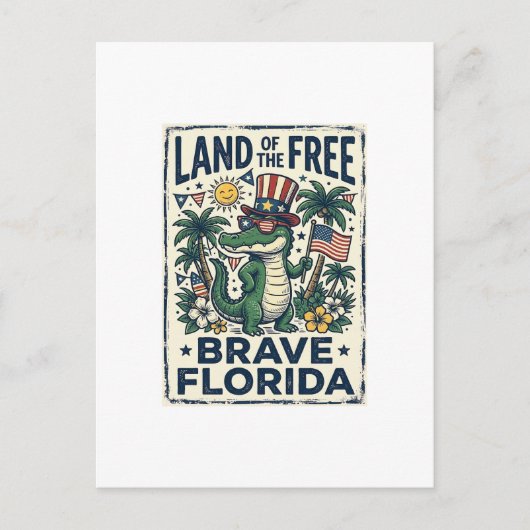 Patriottische Florida-alligator 4 juli Briefkaart (Voorkant)