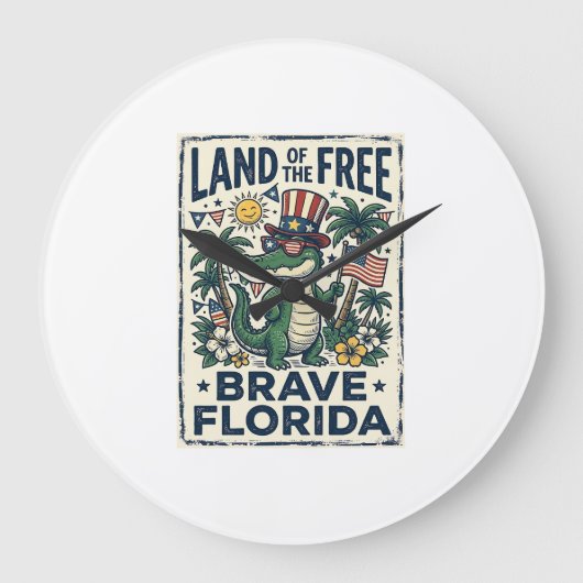 Patriottische Florida-alligator 4 juli Grote Klok (Voorkant)