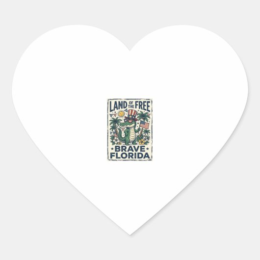 Patriottische Florida-alligator 4 juli Hart Sticker (Voorkant)