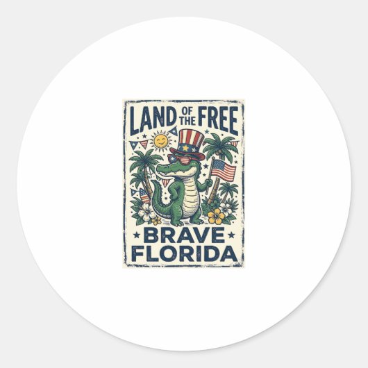 Patriottische Florida-alligator 4 juli Ronde Sticker (Voorkant)