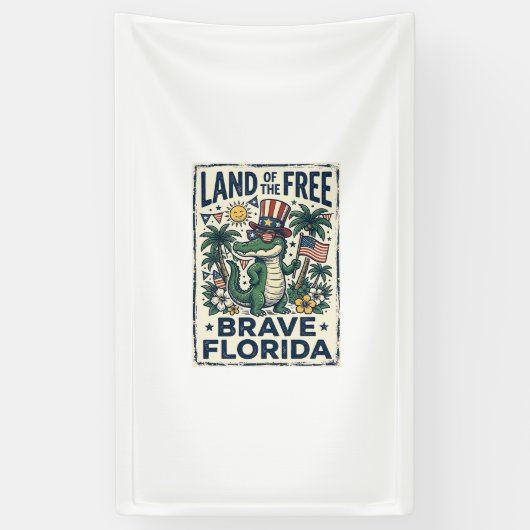 Patriottische Florida-alligator 4 juli Spandoek (Verticaal)