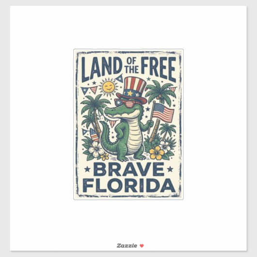 Patriottische Florida-alligator 4 juli Sticker (Vel)