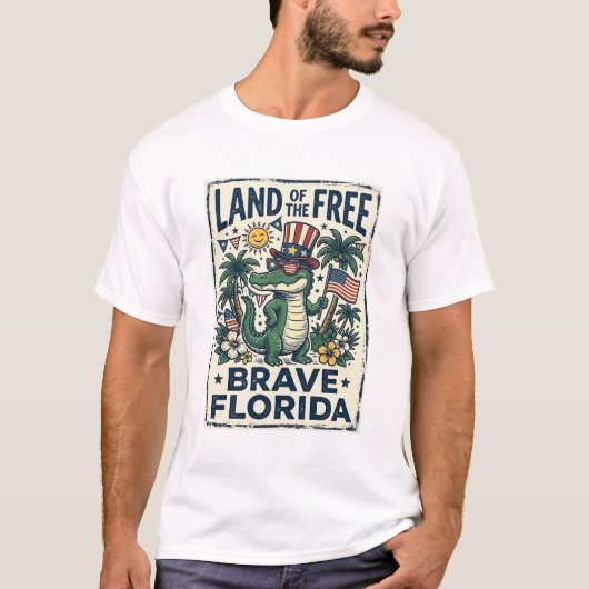 Patriottische Florida-alligator 4 juli T-shirt (Voorkant)