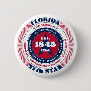 Patriottische Florida Cirkel met State Details Ronde Button 5,7 Cm