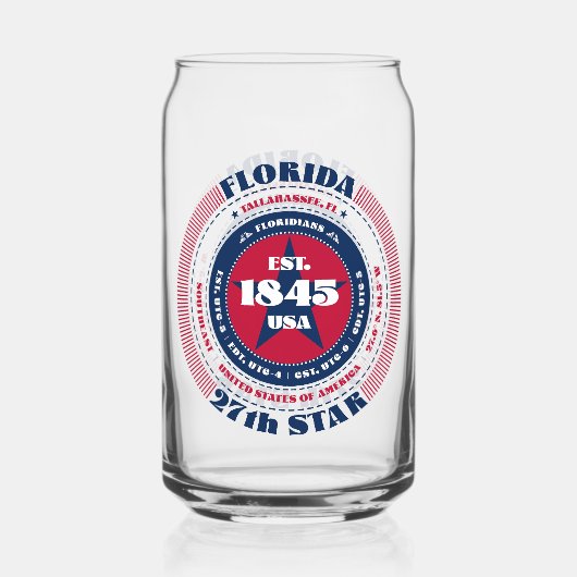 Patriottische Florida Typography Drinkware Set Blikvorm Glas (Achterkant)