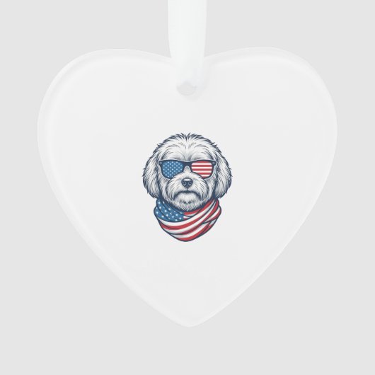 Patriottische Fluffy Hond Vector Illustratie_1 Ornament (voorkant)
