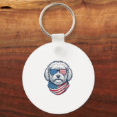 Patriottische Fluffy Hond Vector Illustratie_1 Sleutelhanger (Voorkant)