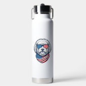 Patriottische Fluffy Hond Vector Illustratie_1 Waterfles (Voorkant)