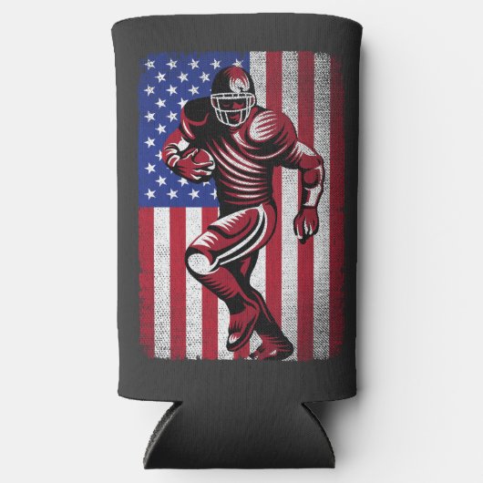 Patriottische Football Lover 4 juli Amerikaanse vl Seltzer Blikjeskoeler (Voorkant)
