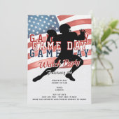 Patriottische Football W Game Day Watch Party Kaart (Staand voorkant)