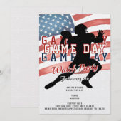 Patriottische Football W Game Day Watch Party Kaart (Voorkant / Achterkant)