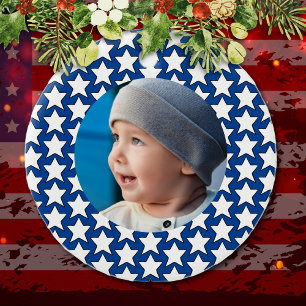 Patriottische foto Baby's eerste kerst Ornament