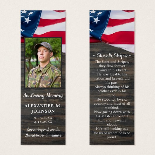 Patriottische foto Militair Funeral Prayer Bladwij Mini Visitekaartjes (Voorkant /achterkant)