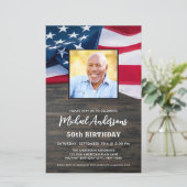 Patriottische foto US Flag Birthday Budget Uitnodi (Staand voorkant)