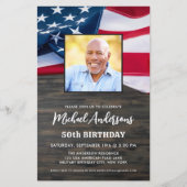 Patriottische foto US Flag Birthday Budget Uitnodi (Voorkant)