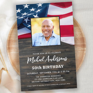 Patriottische foto US Flag Birthday Budget Uitnodi