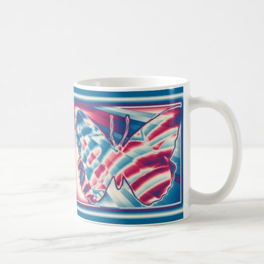 Patriottische fractale vlinder koffiemok (Rechts)