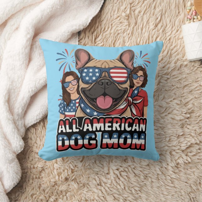 Patriottische Franse All American Hond Moeder. Kussen (Deken)