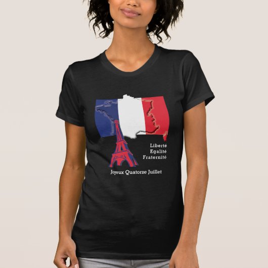 Patriottische Franse BASTILLE DAG T-shirt (Voorkant)
