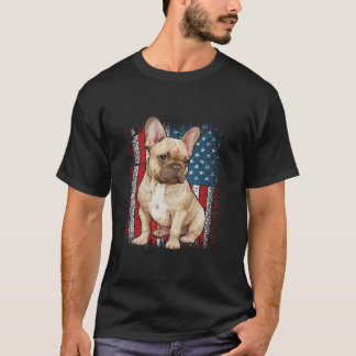 Patriottische franse buldog AMERIKAANSE VLAG 4th v T-shirt