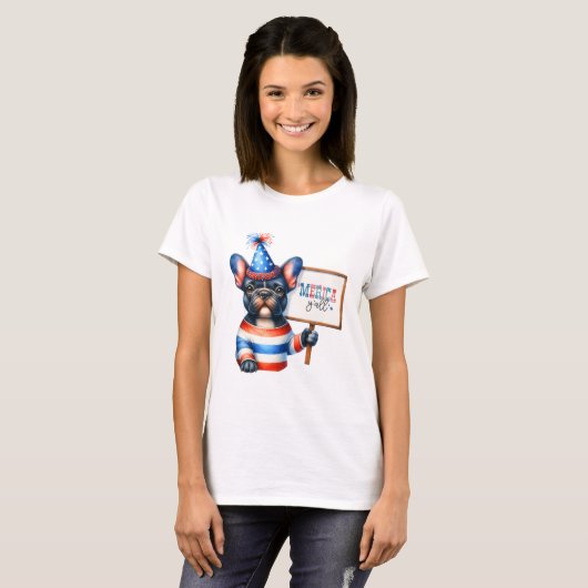 Patriottische Franse buldog 'Merica Y'all T-shirt (Voorkant volledig)