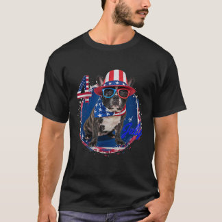 Patriottische Franse Bulldog 4 juli Schattigee hon T-shirt