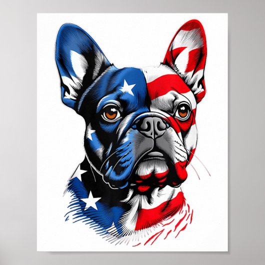 Patriottische Franse Bulldog Hondenliefhebber Vere Poster (Voorkant)