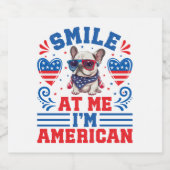 Patriottische Franse Bulldog voor 4 juli Sparkling Wijnetiket (Enkel label)